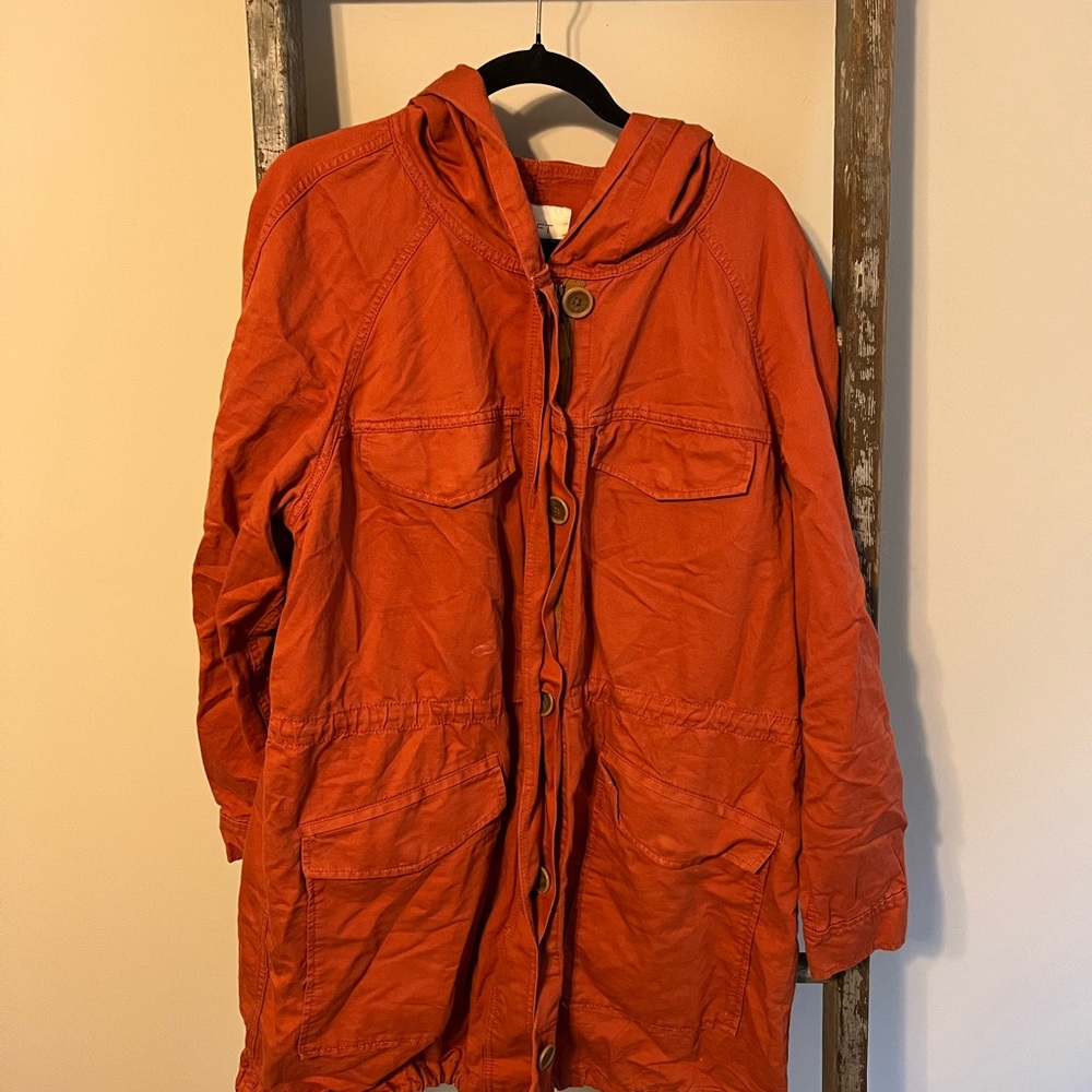 Men's Orange Hooded Jacket